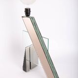 80s lamp in glass plates and mirrors, signed and numbered