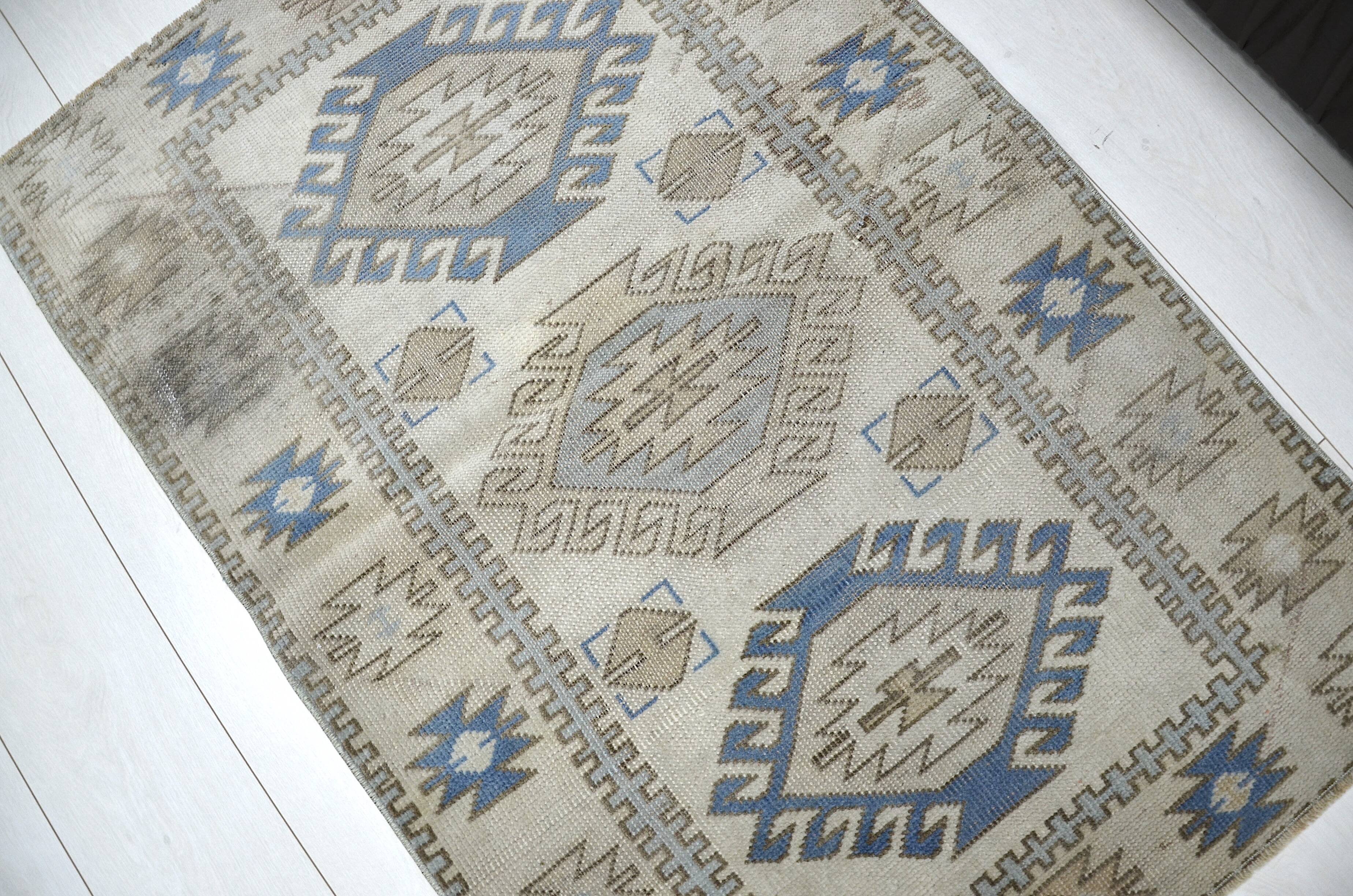 Tapis Oushak bleu et beige sku 1163