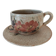 Large stoneware cup and saucer with floral decoration – 1970s
