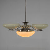 Art Deco Nickel-plating Chandelier, 1930s, Restored