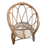 Small round rattan children's chair, vintage 70s