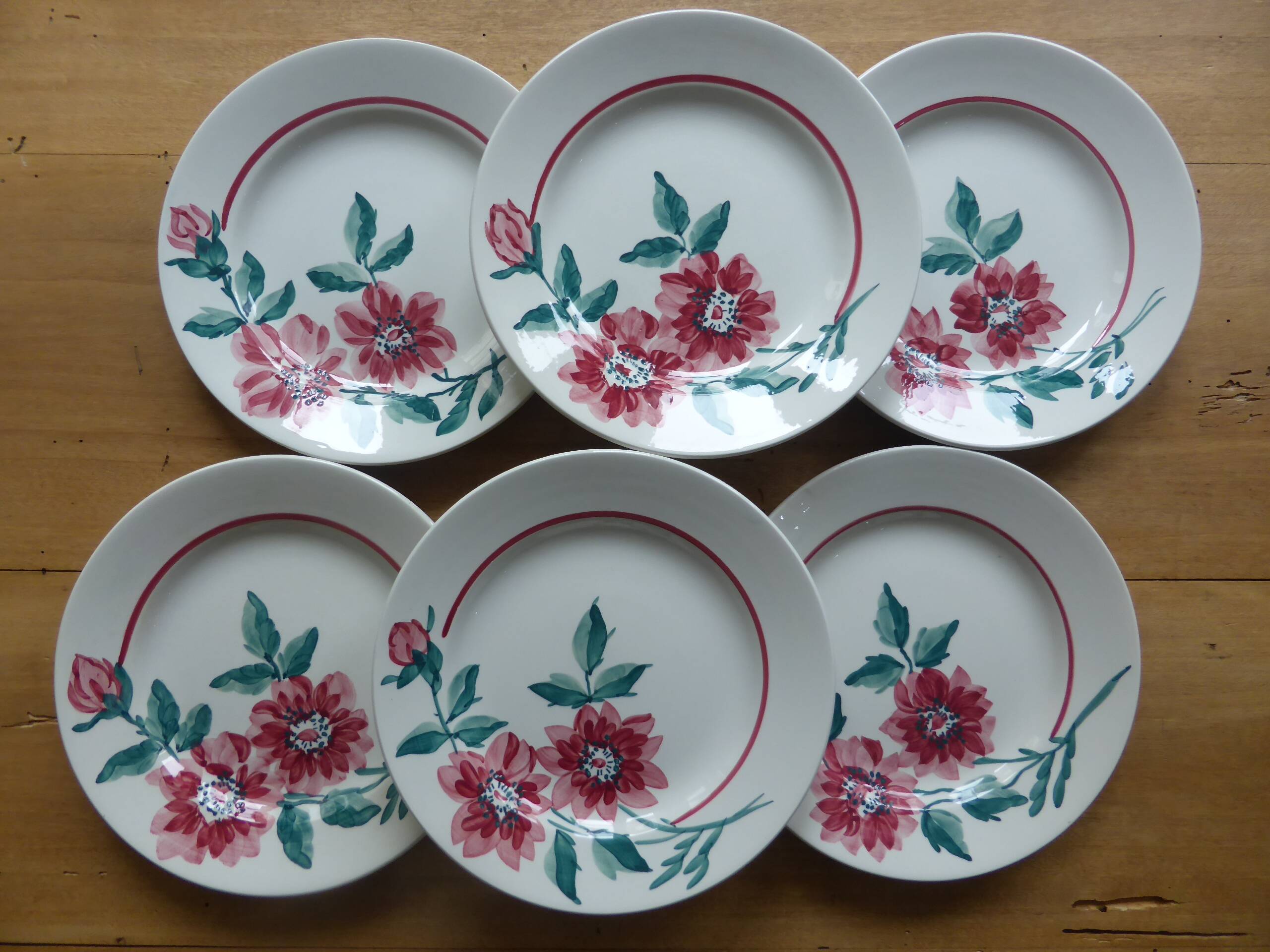 6 Sarreguemines dinner plates, Monceau pattern 200210
