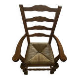 Solid oak armchair fluted seat