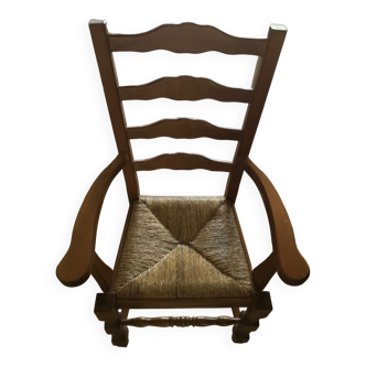 Solid oak armchair fluted seat