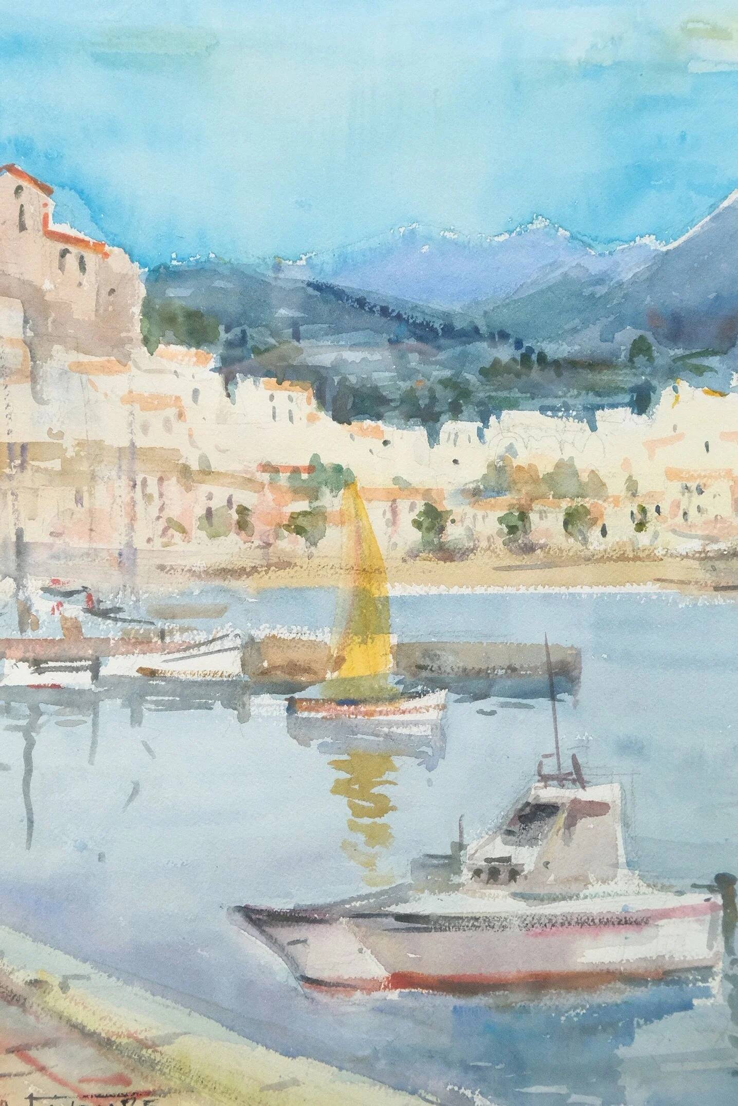 Watercolor "Banyuls sur Mer" by André TOURE, France