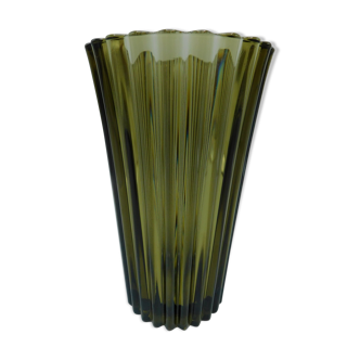 Vintage smoked thick glass vase