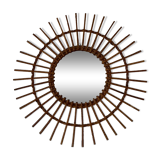 Large vintage rattan sun mirror