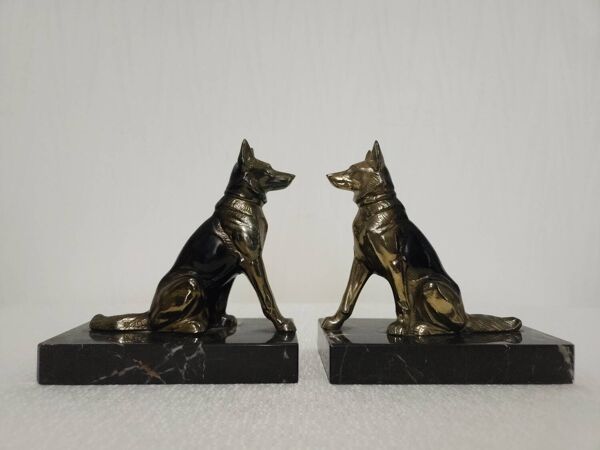 Paire de serre-livres chiens vintage