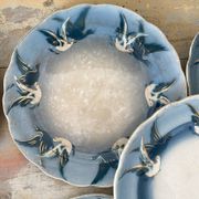 Rares assiettes à dessert Terre de Fer Choisy le roi , oiseaux