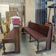Art Deco brasserie bench in oak and bordeaux leatherette seat 220 cm