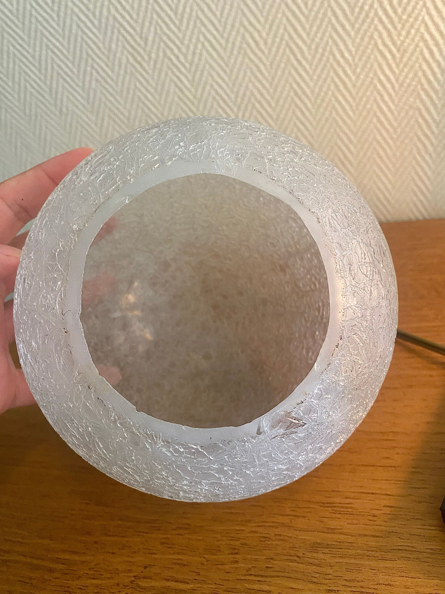 Lampe fer forgé art déco verre craquelé
