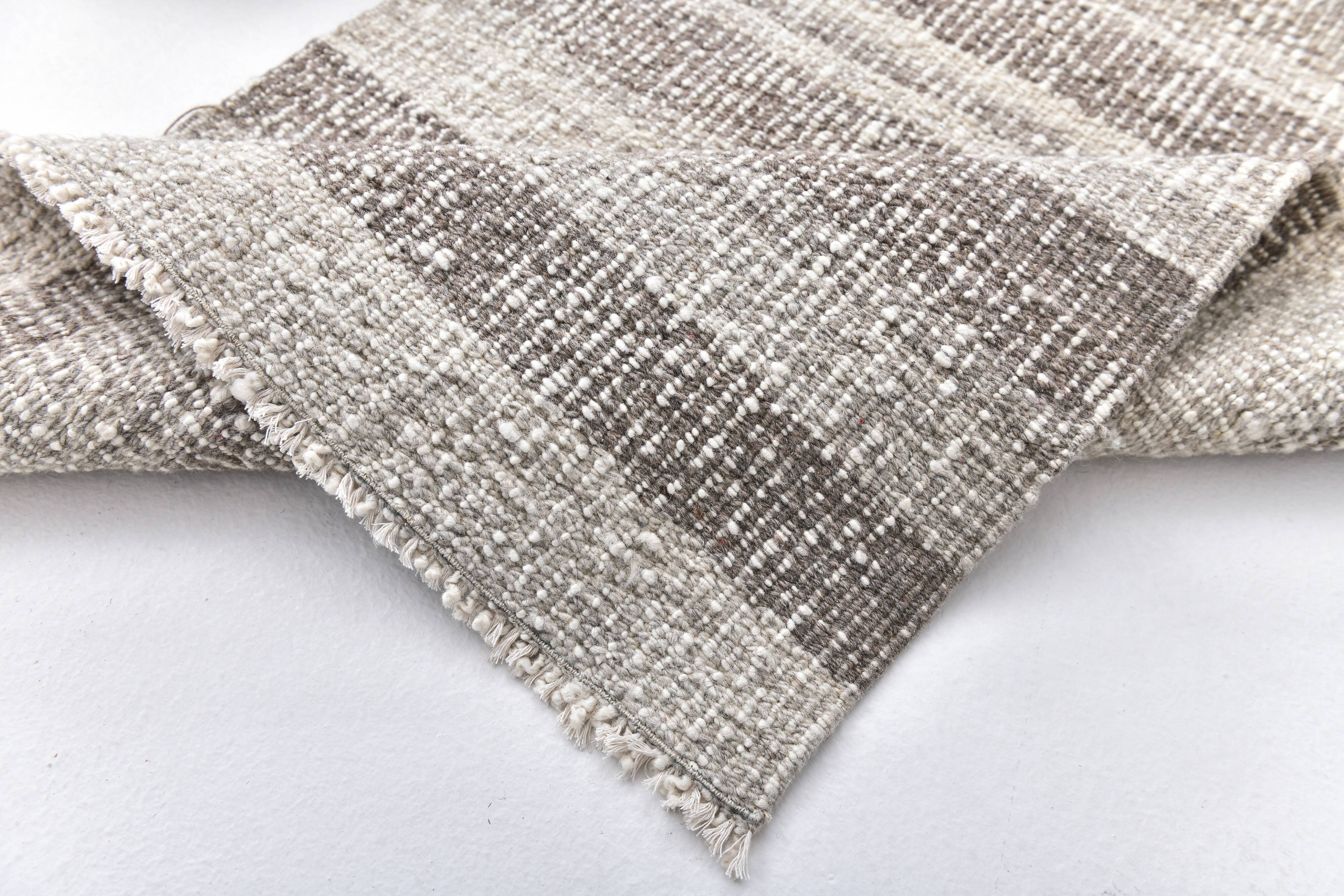 Brown Cream Runner rug, wool corridor kilim carpet  71x246 cm