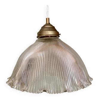 hanging lamp vintage XXL lampshade in holophane glass