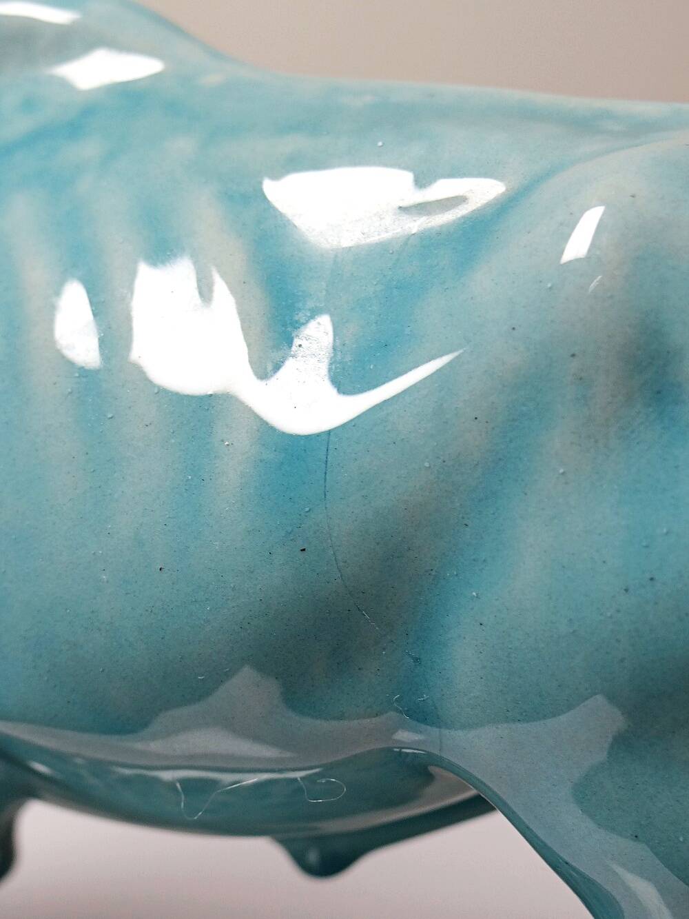 Bison Zsolnay in turquoise glazed earthenware, Hungary, 1940s-50s.