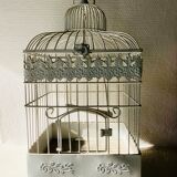 White patinated iron birdcage