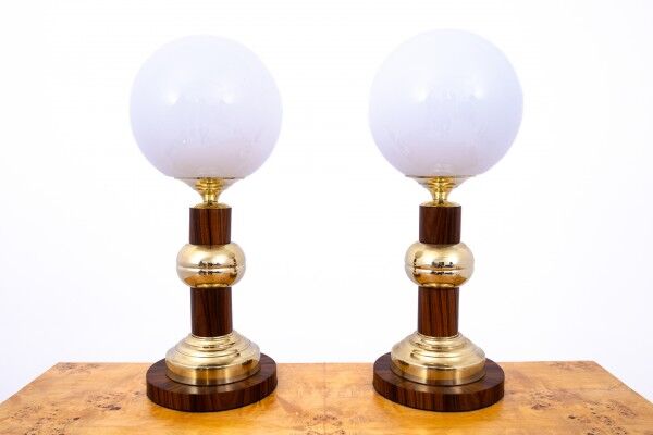 A pair of Art Deco table lamps from around 1950, Poland.