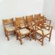 Set of eight pine dining danish chairs with Rope Seat 1980'