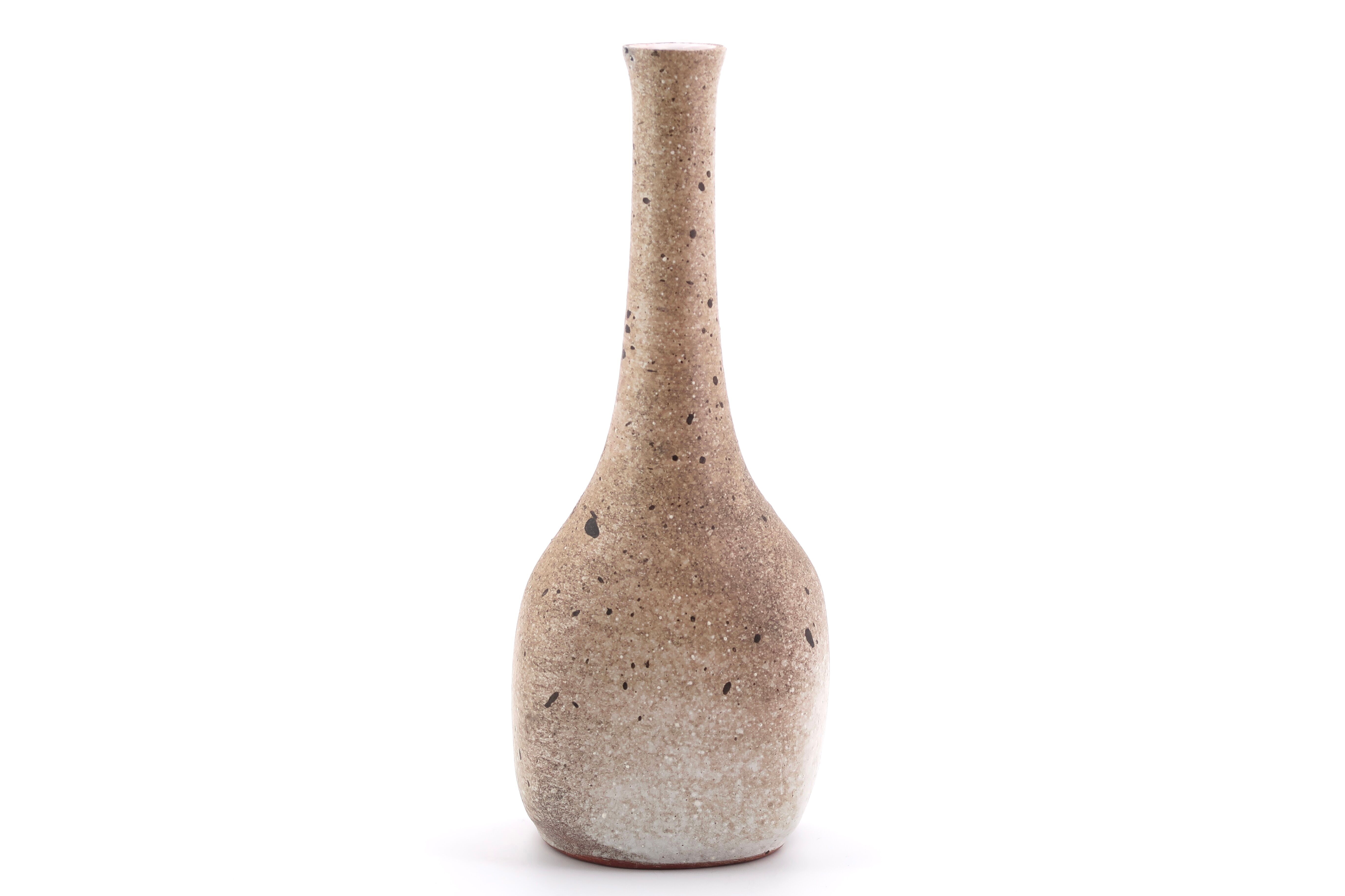 Beige grey ceramic bottle vase from Azé pottery