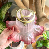 Vintage pink frosted glass tulip lamp