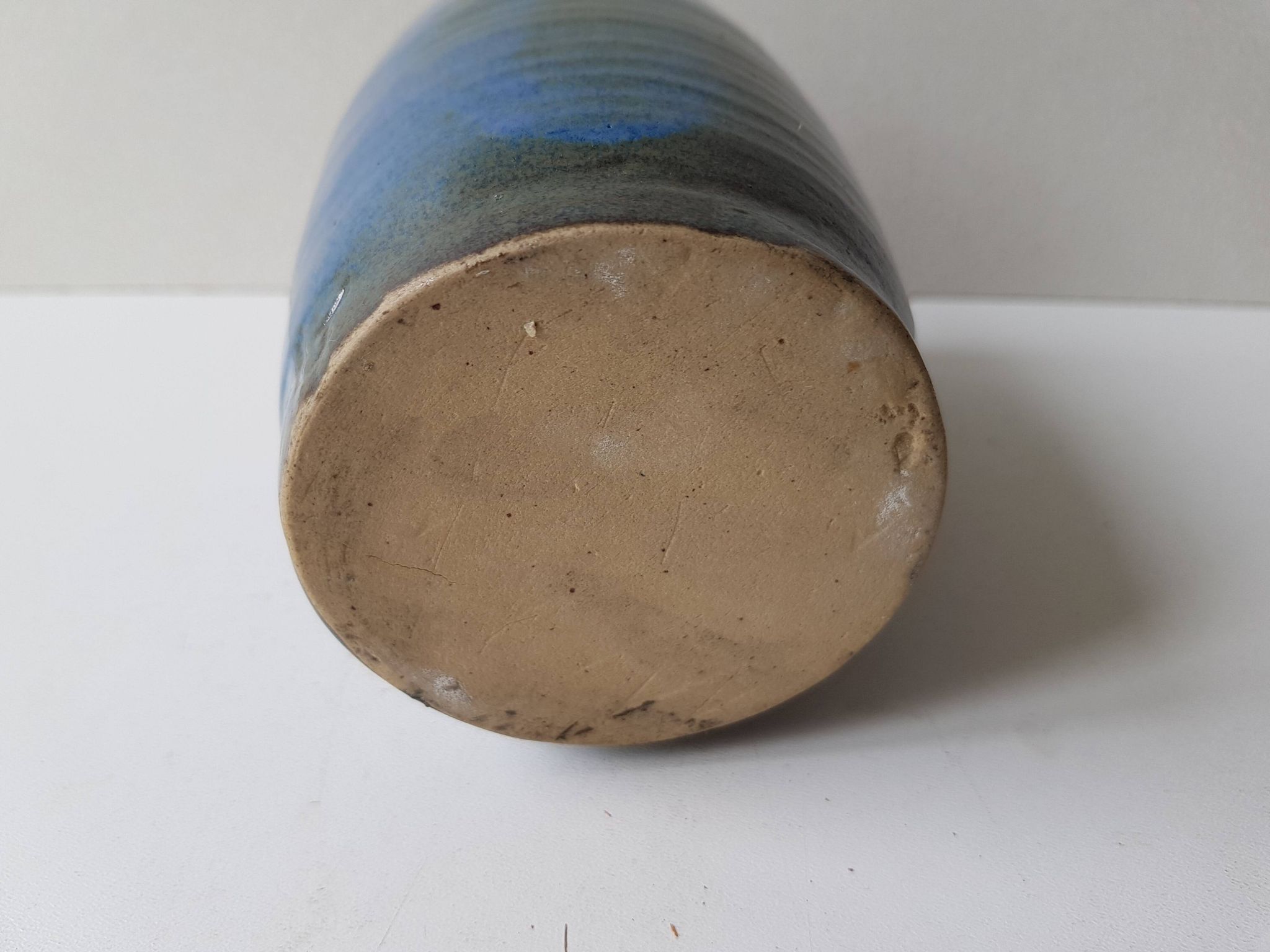 Cobalt blue ceramic vase signed EG
