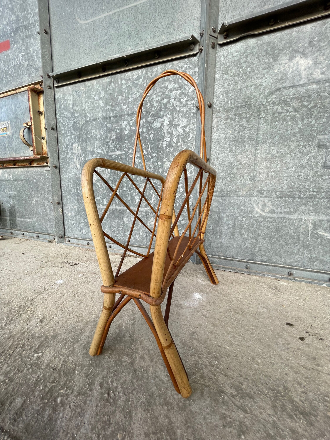 Vintage rattan magazine rack