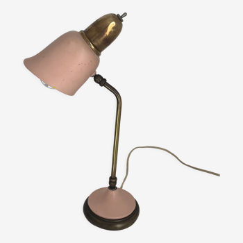 Lampe vintage 1950 style cocotte rose dorée - 43 cm