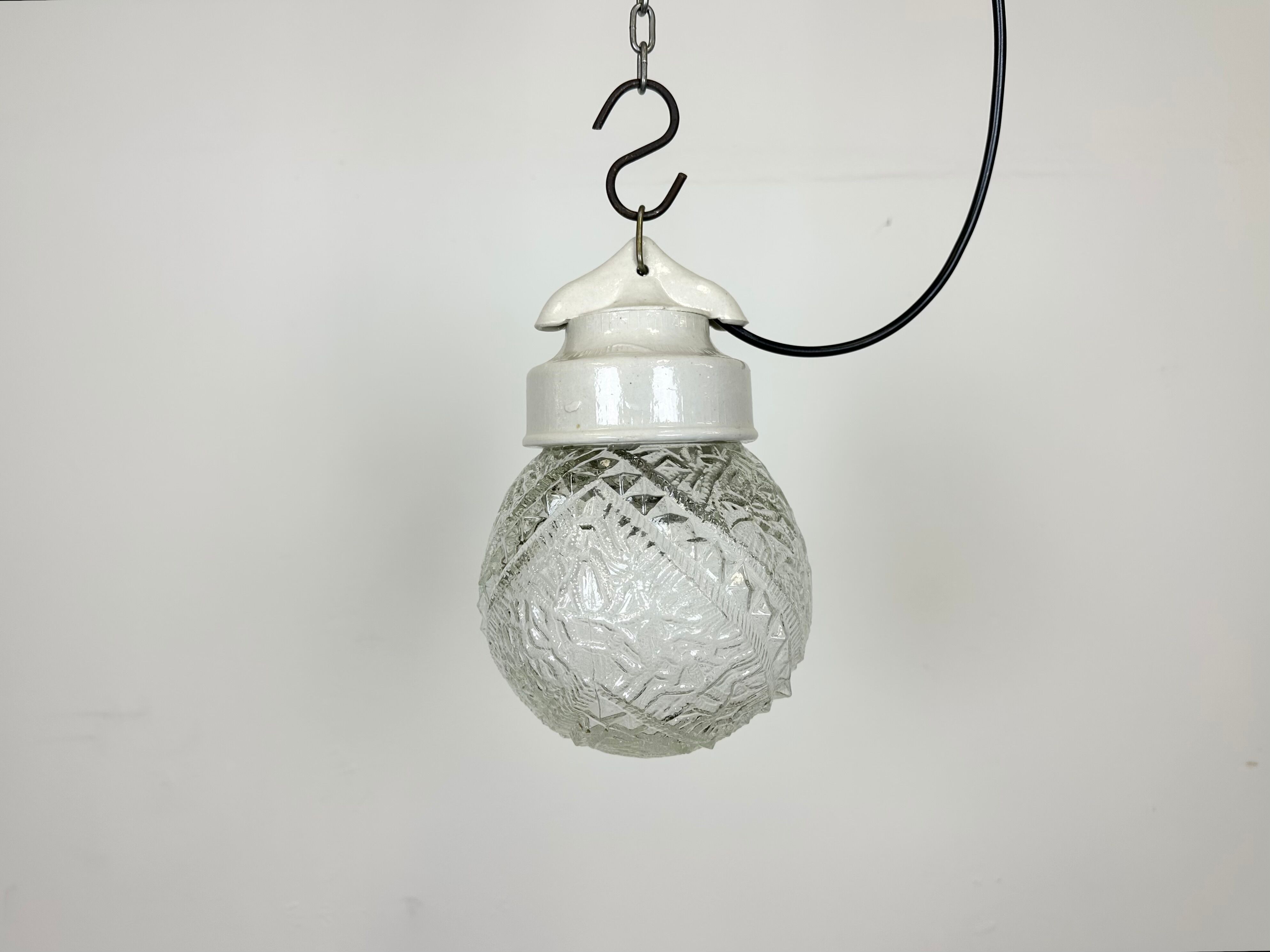Vintage White Porcelain Pendant Light, 1970s