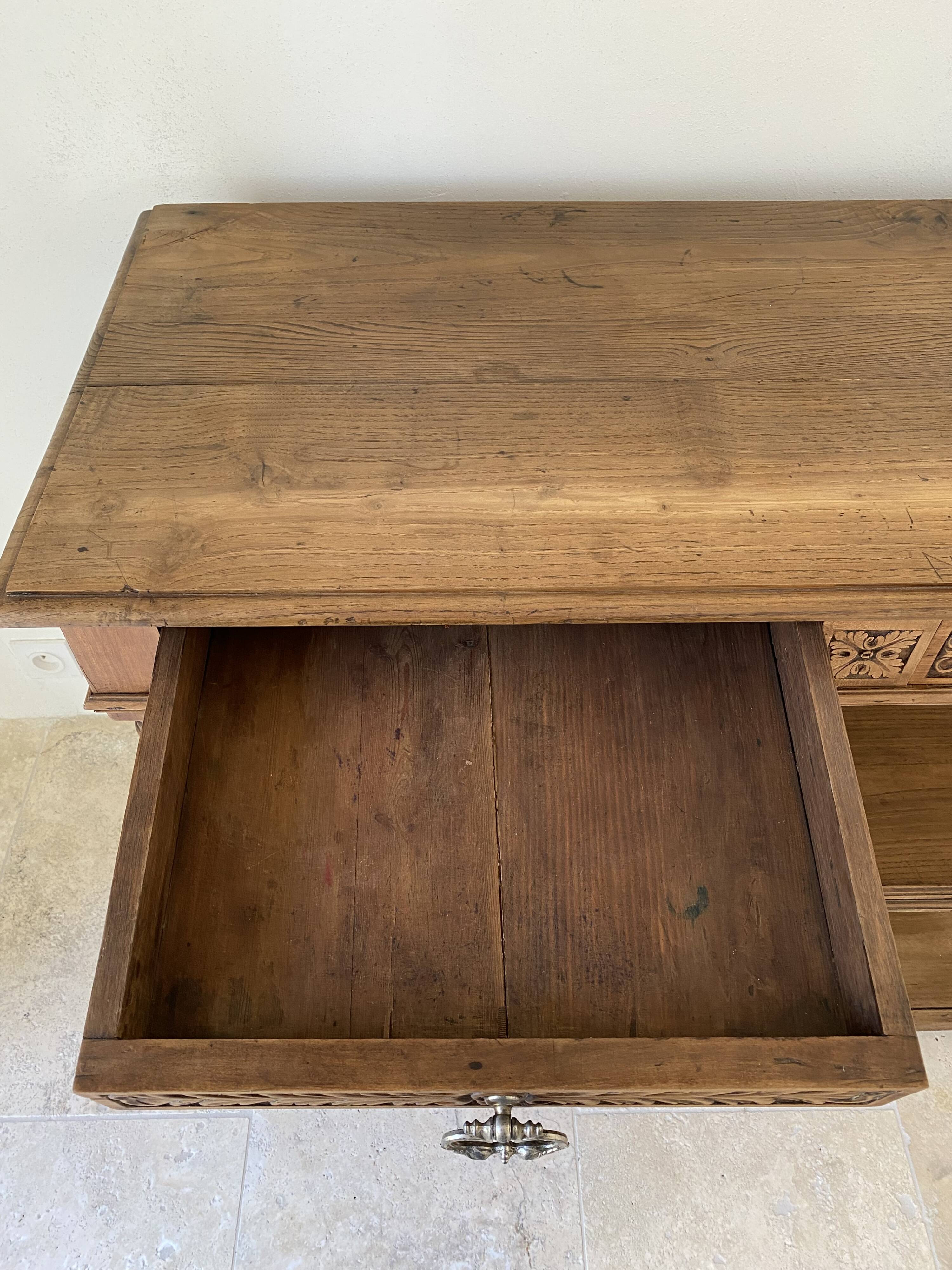 Console en chêne massif style Henri II