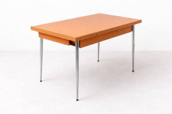 Table vintage Formica orange – Années 80 – Design rétro