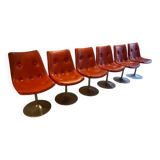 Ensemble de 6 chaises tulipe cuir rouge vif