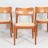 Niels Koefoed for Hornslet, 4 chairs / dining chairs, model '177', teak, 1960s, Denmark.
