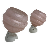 Pair of antique vintage glass wall lights from clichy