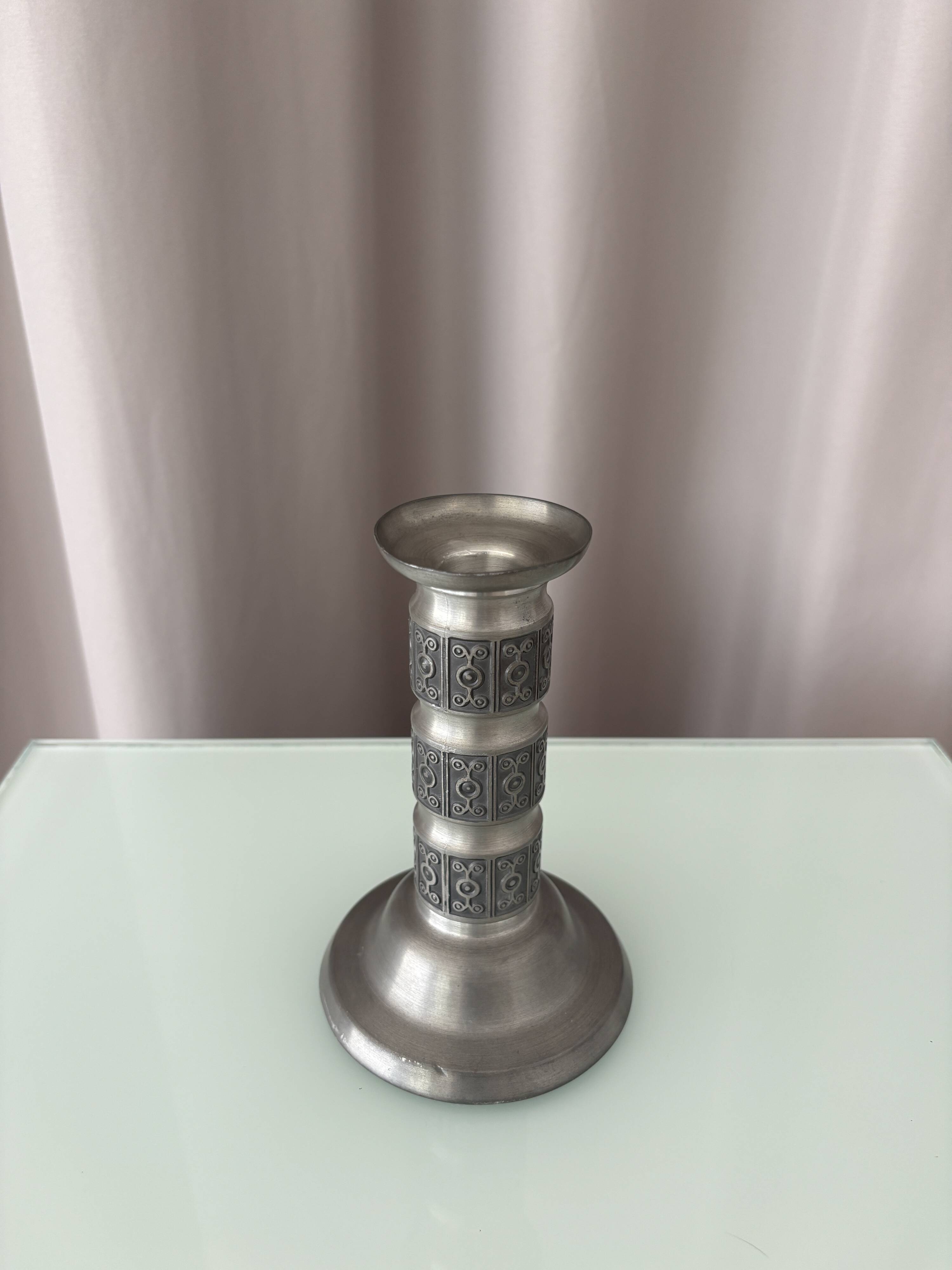 Vintage Norwegian Pewter Candlestick by Haugrud, Model 437