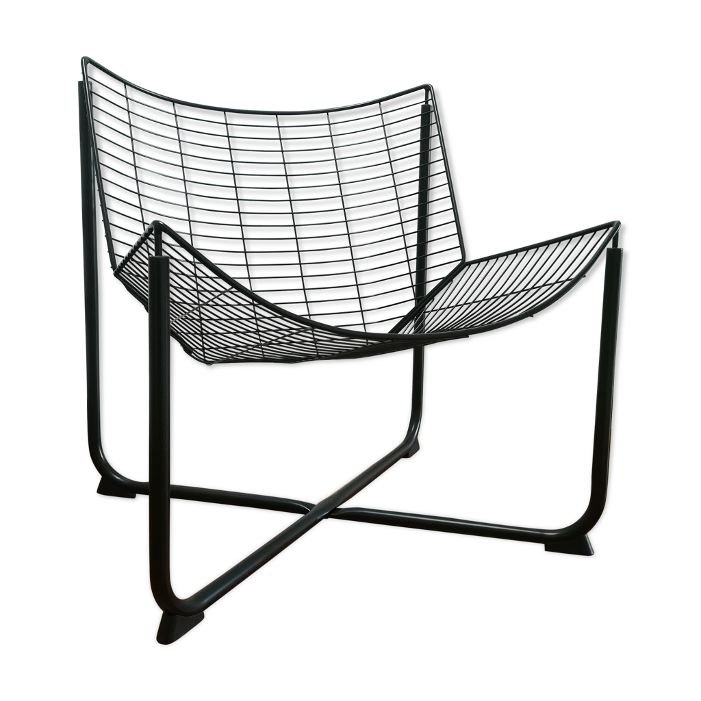 Fauteuil métal noir design par Niels Gammelgard, réédition Ikea Selency