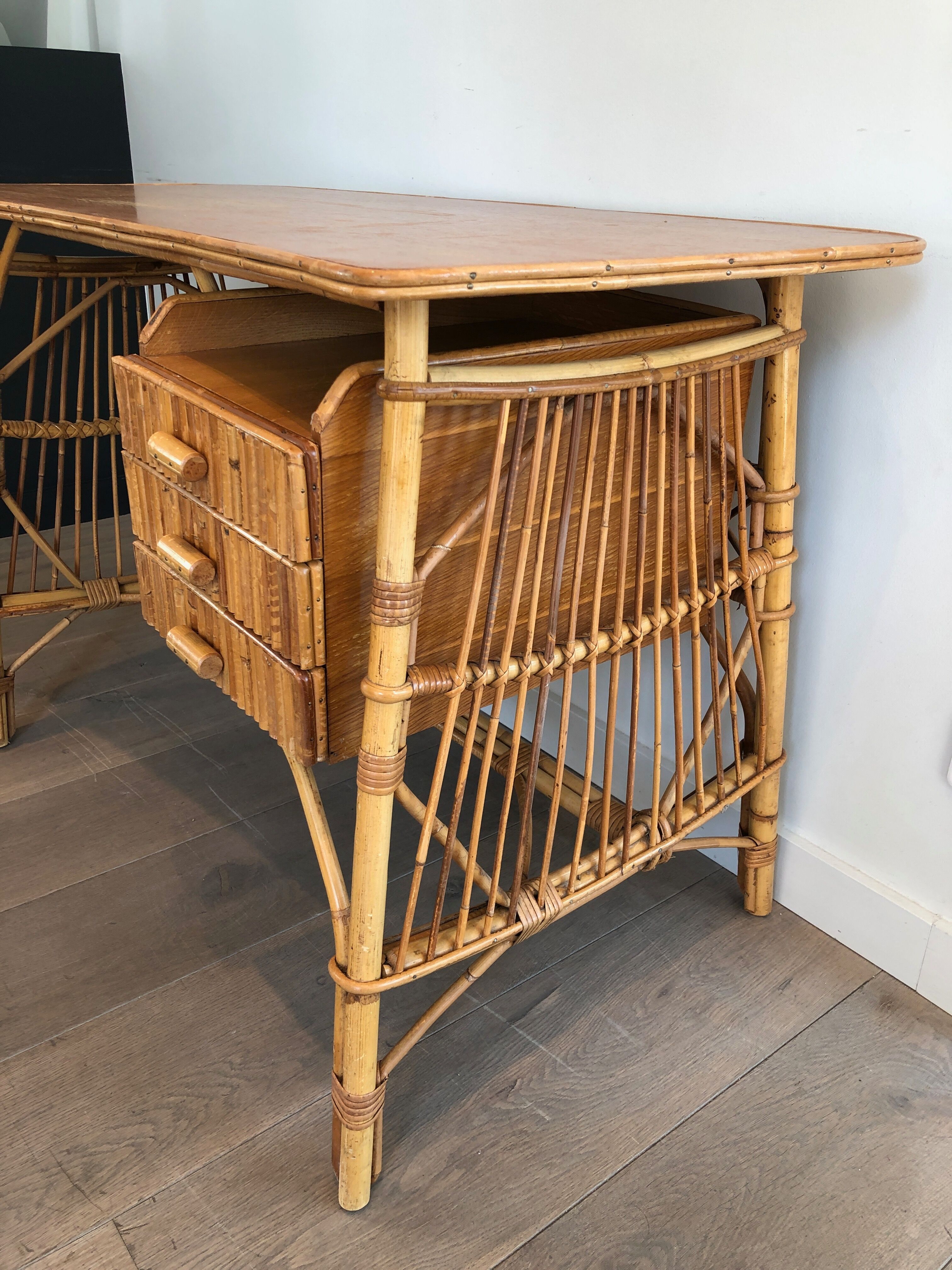 Rattan desk around 1970
