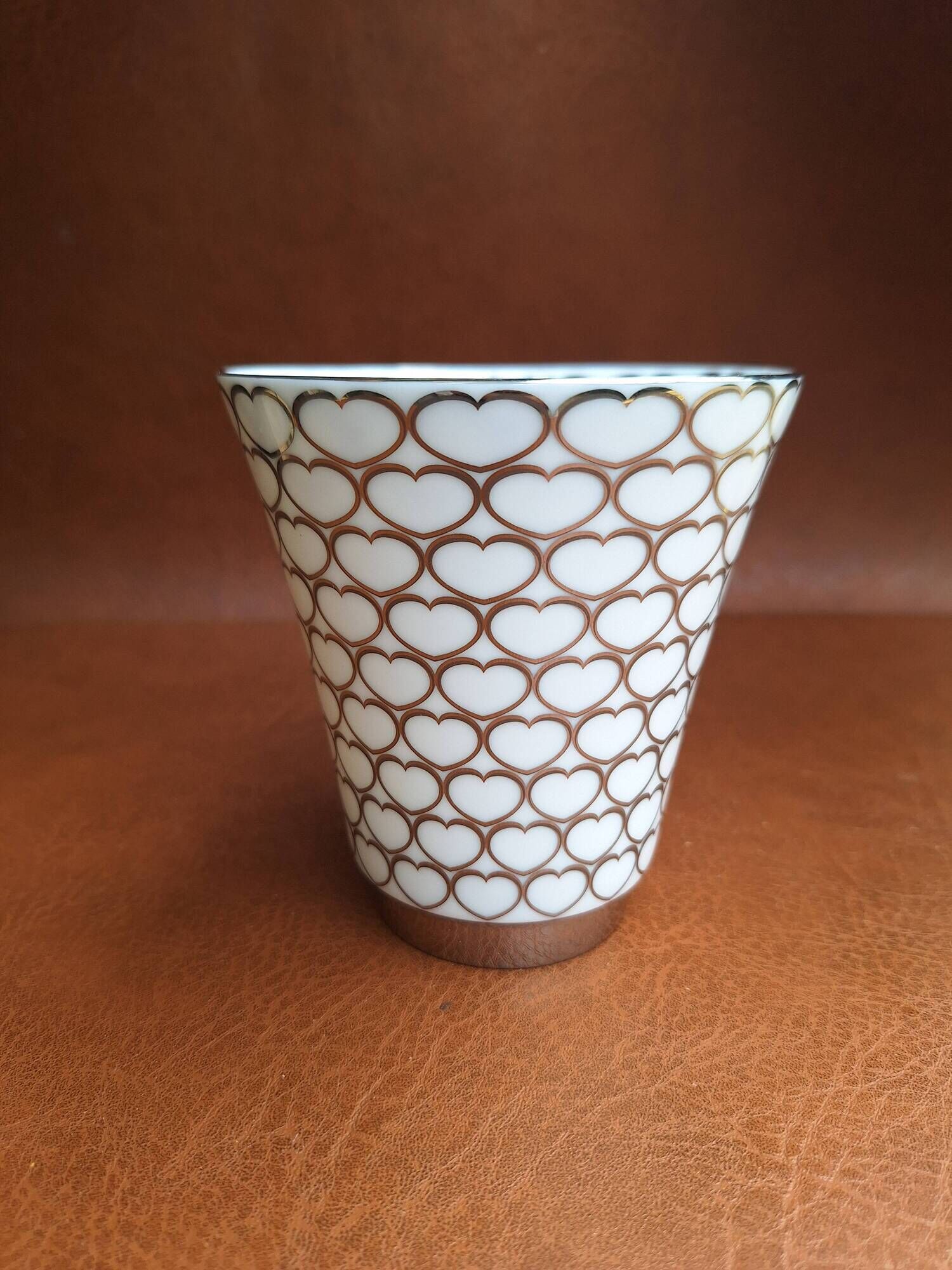 HAVILAND Limoges porcelain Gold & White Vase pot ONZE DE COEUR hand-decorated