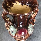 Old vase with polychrome enamelled ceramic coves with effect 21.5