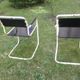 Pair of mid century cantilever iron and wood painted garden chairs, 1950s