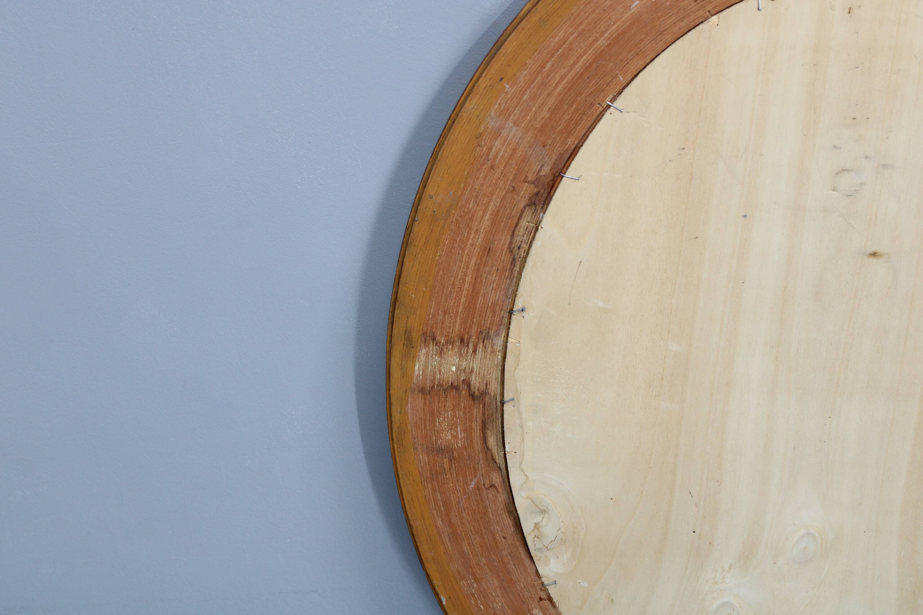 1970s Oval Wooden Mirror, Italy
