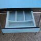 Blue formica table with extension with drawer