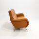 Three-seater sofa in skai with brass feet in the style of Marco Zanuso, 1950s