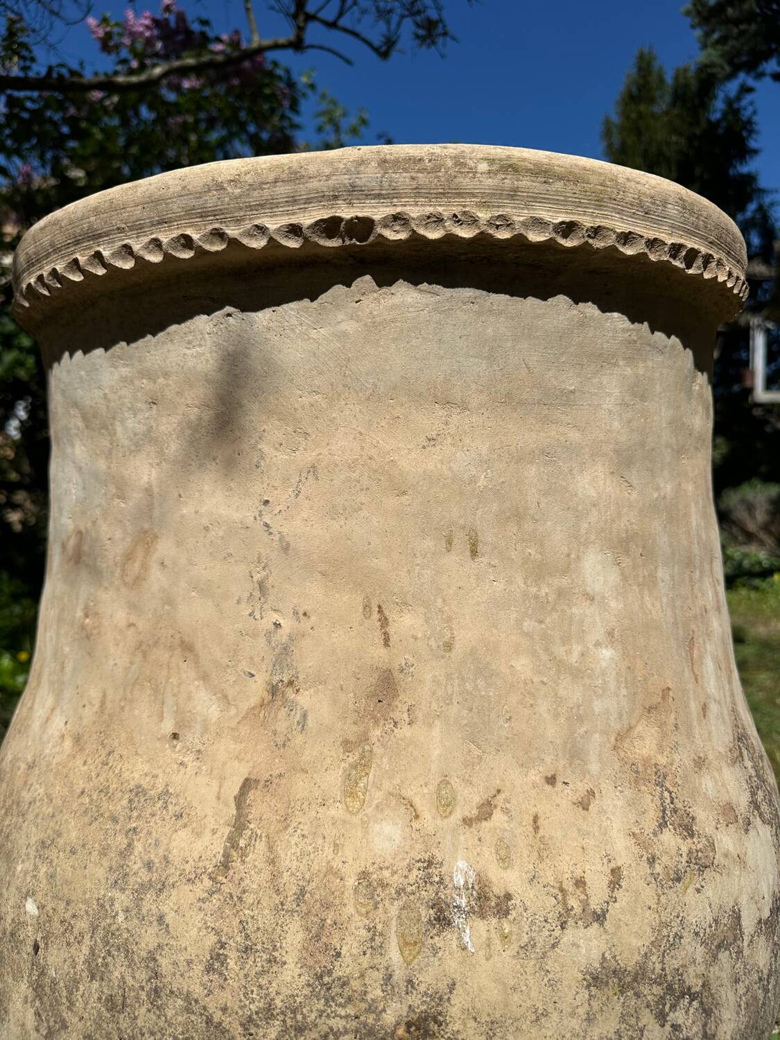 Ancient terracotta pottery jar from the 19th century