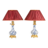 Paire de lampes en porcelaine décor dragon et bronze doré, circa 1880