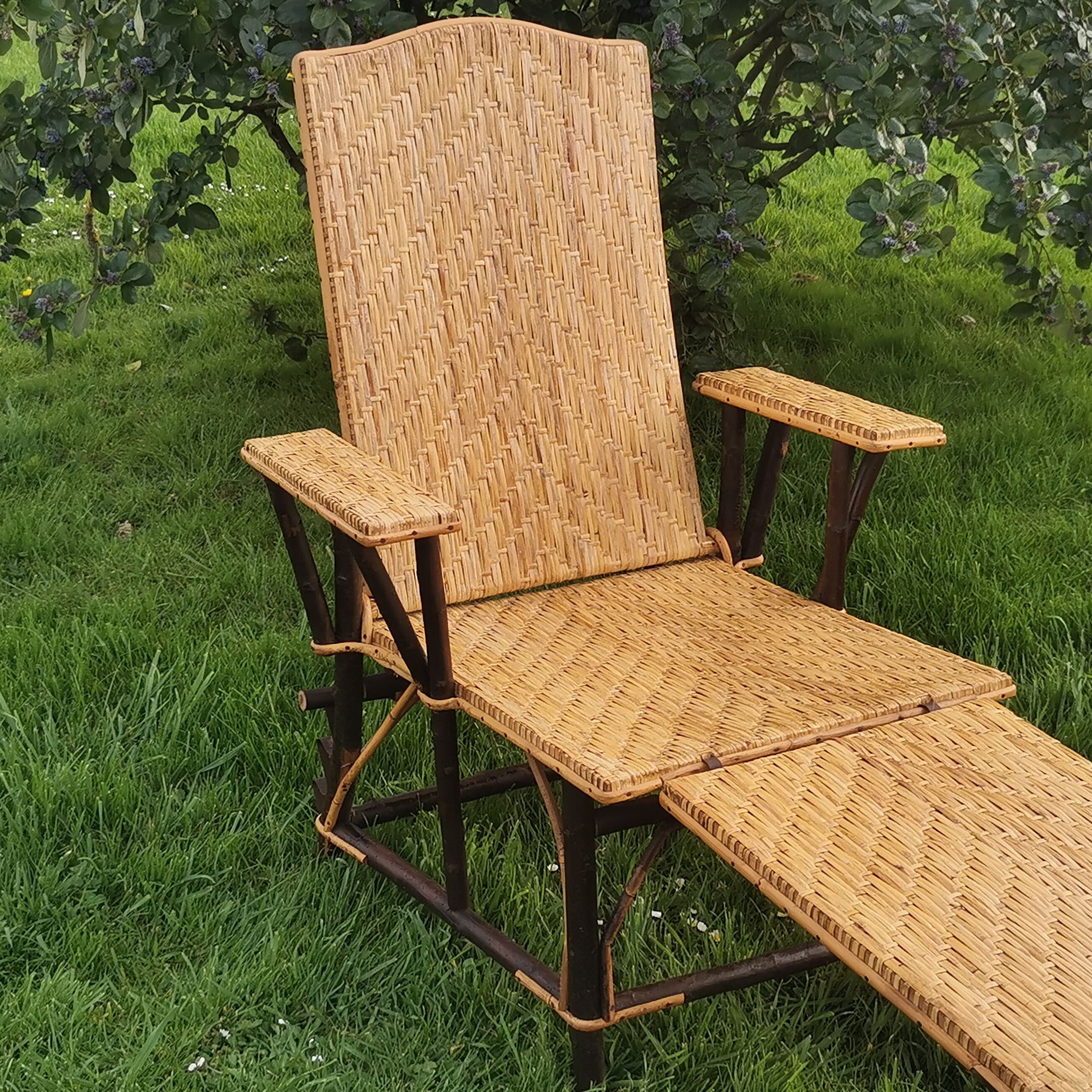 Chaise longue en rotin 60'
