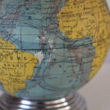 Globe terrestre lumineux verre 1950