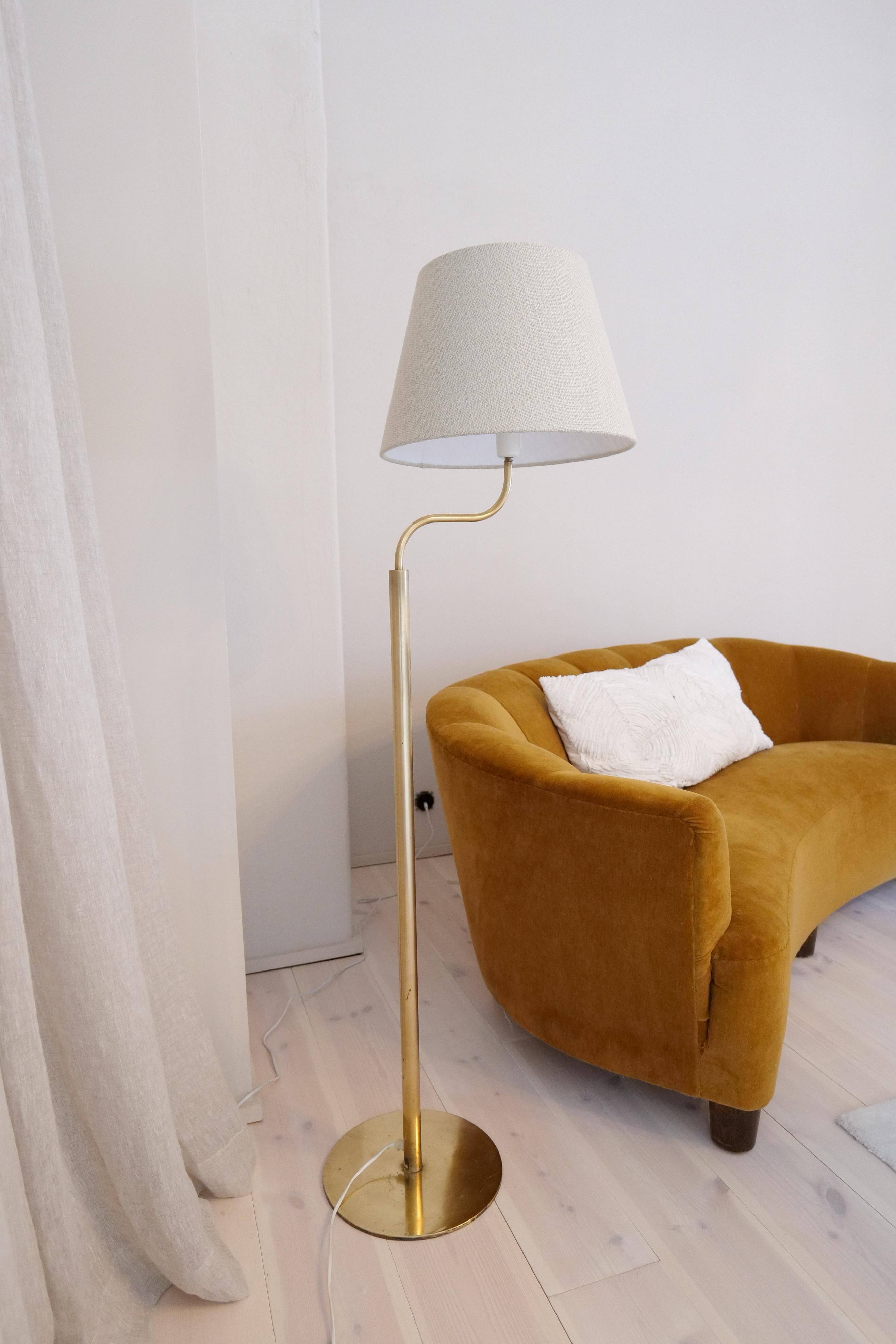 Sculptural modern brass floor lamps from the mid-century Luxus, Sweden, 1970s.