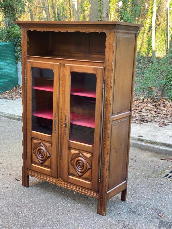 Vitrine espagnole en bois massif du 19ème 123x180cm
