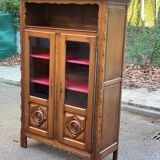 19th-century solid wood Spanish display cabinet 123x180cm