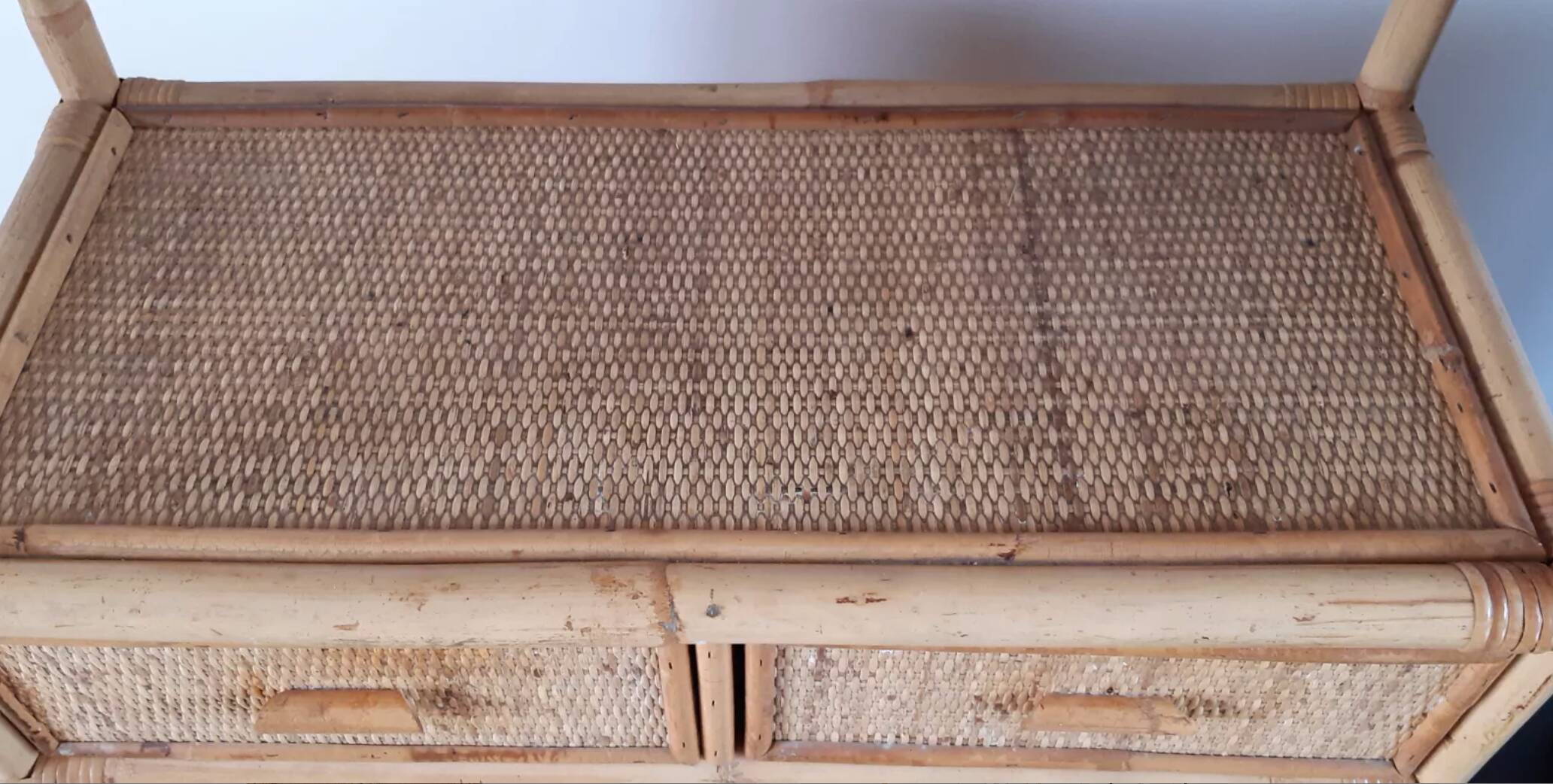 Rattan stand shelf and canning 50s