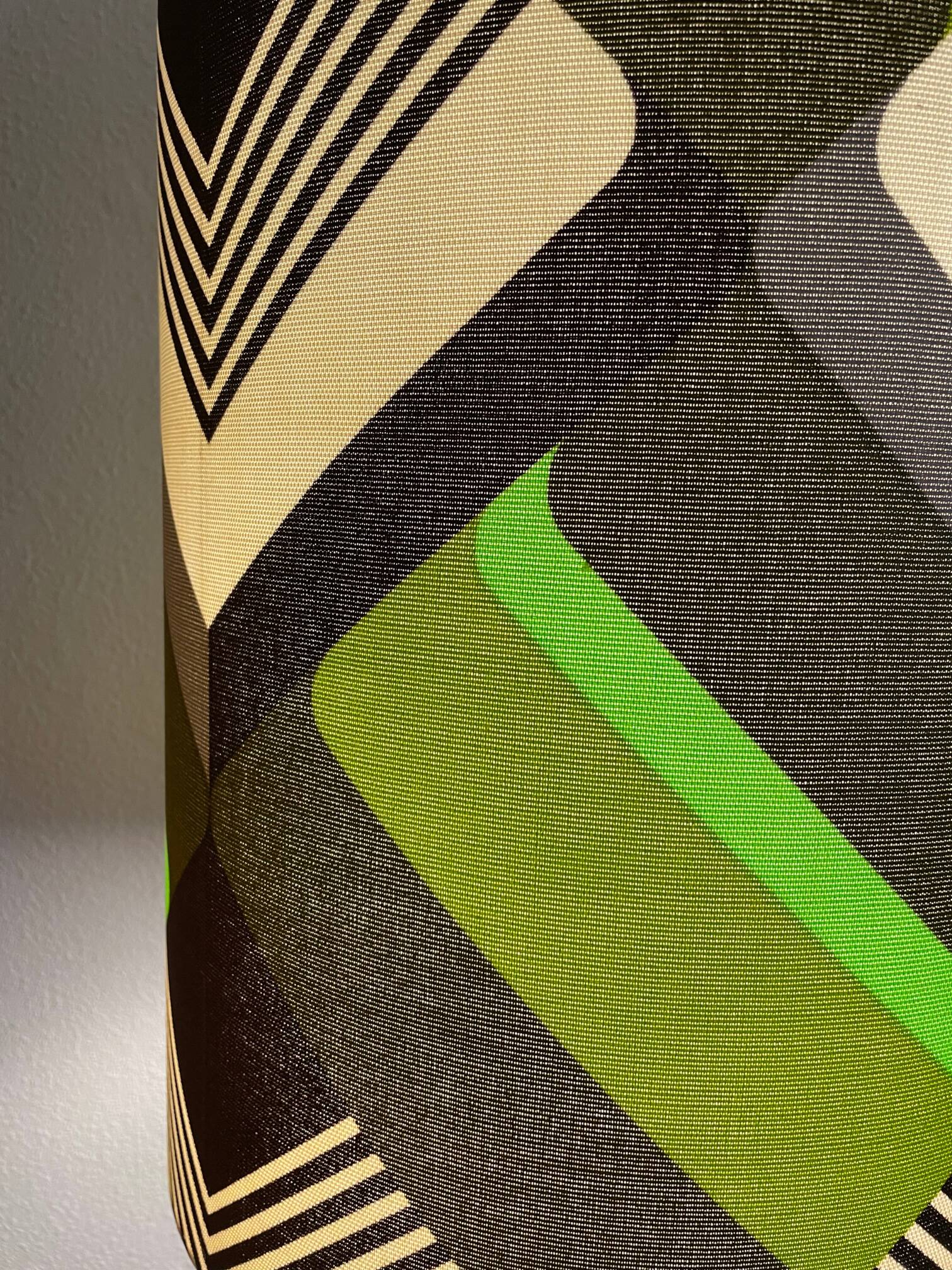 Green braid lampshade H80 D35 - 70s fabric